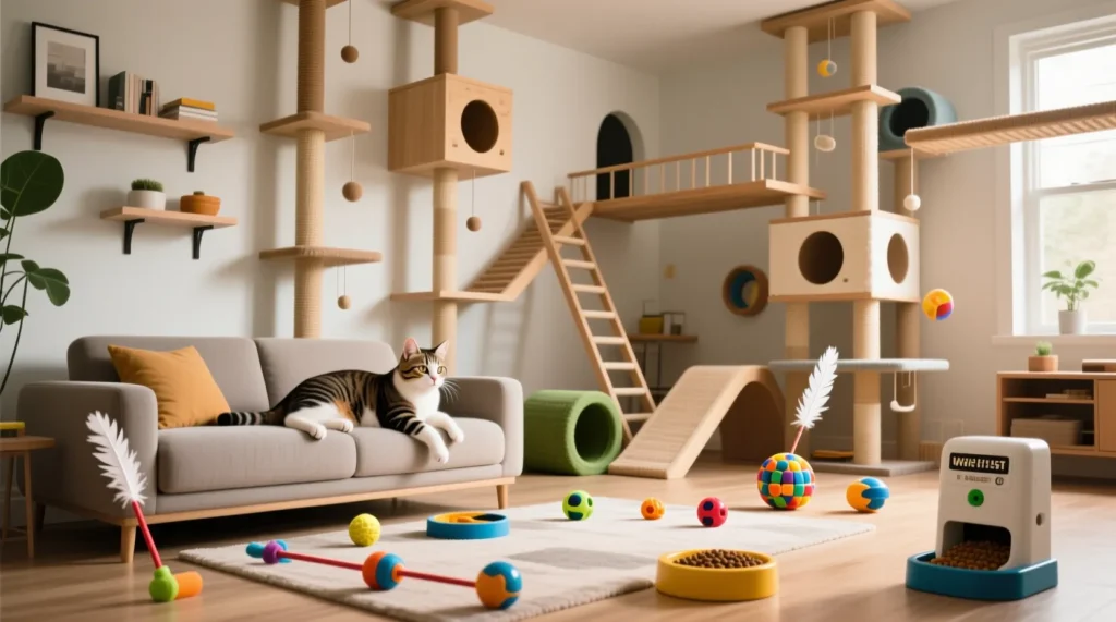 Профилактика ожирения у котов: как рассчитать норму корма и мотивировать питомца больше двигаться - иллюстрация