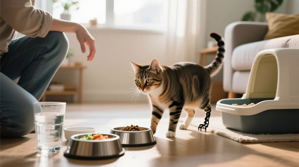 Ежедневный чек-лист ухода за котом: что нужно делать утром, днём и вечером - иллюстрация