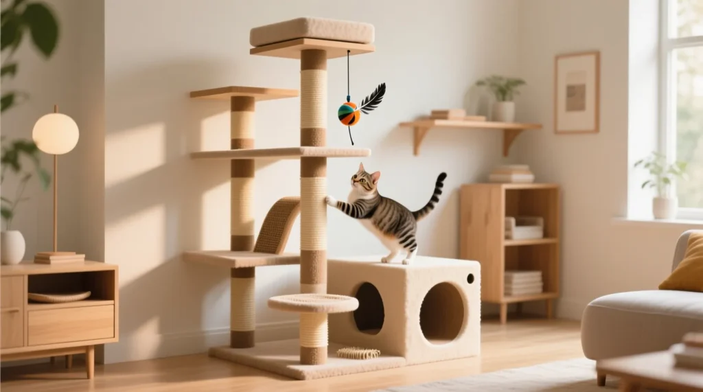 Игры и активность как часть ухода: простые домашние способы поддерживать кота в форме - иллюстрация