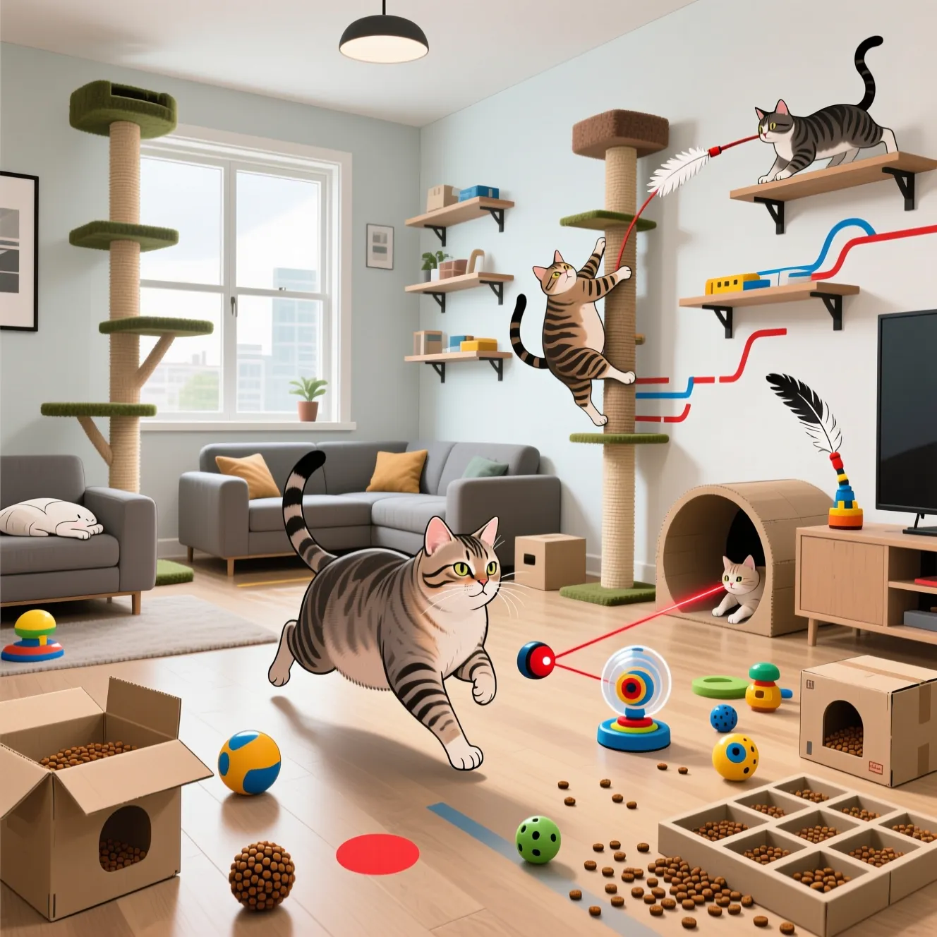 Игры и активность для домашнего кота: как предотвратить ожирение и скуку