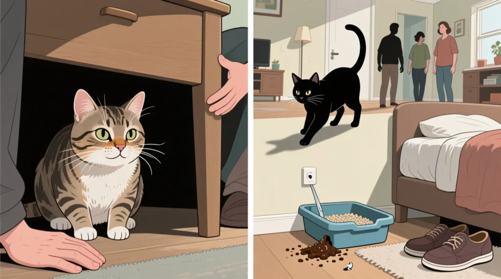 Стресс у котов: как распознать и помочь, если кот нервничает или боится - иллюстрация