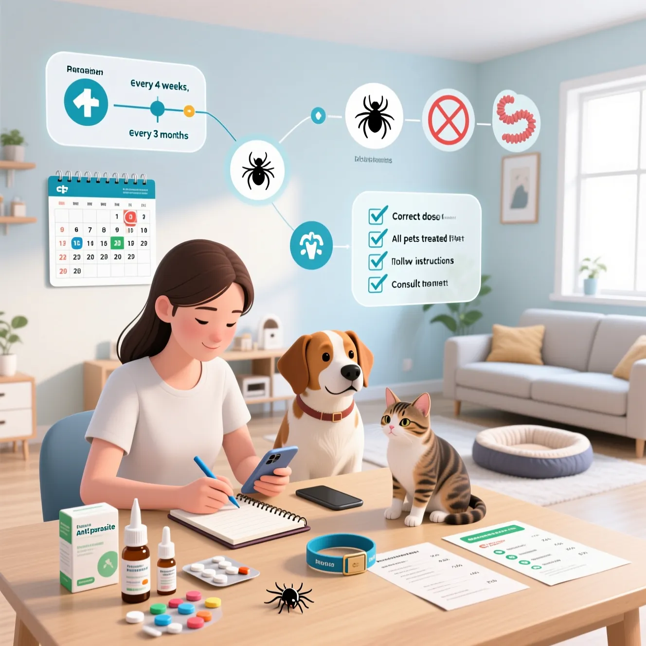Профилактика глистов, блох и клещей у животных: схемы обработки и безопасность
