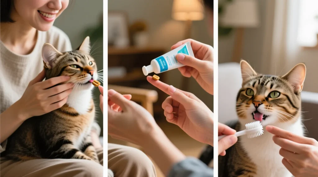 Уход за зубами кота: как чистить, какие лакомства помогают и вредят - иллюстрация