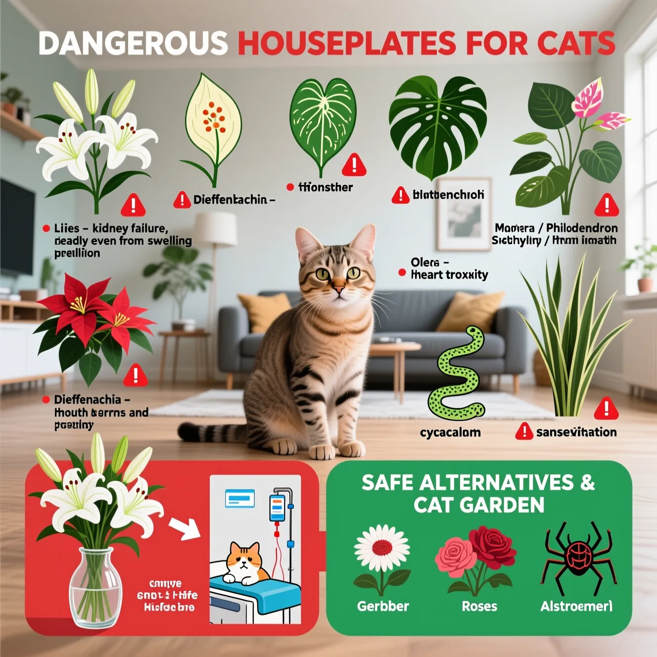 Опасные для котов растения и продукты: что нельзя держать дома и давать из еды