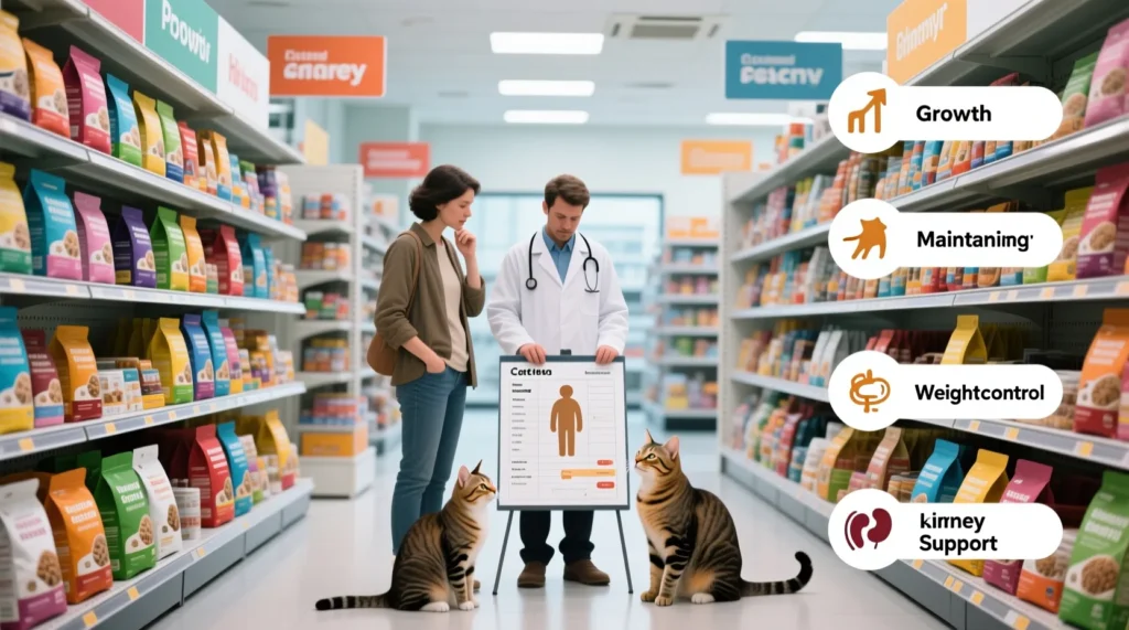 Правильное питание кота по возрастам: котёнок, взрослый, пожилой - иллюстрация