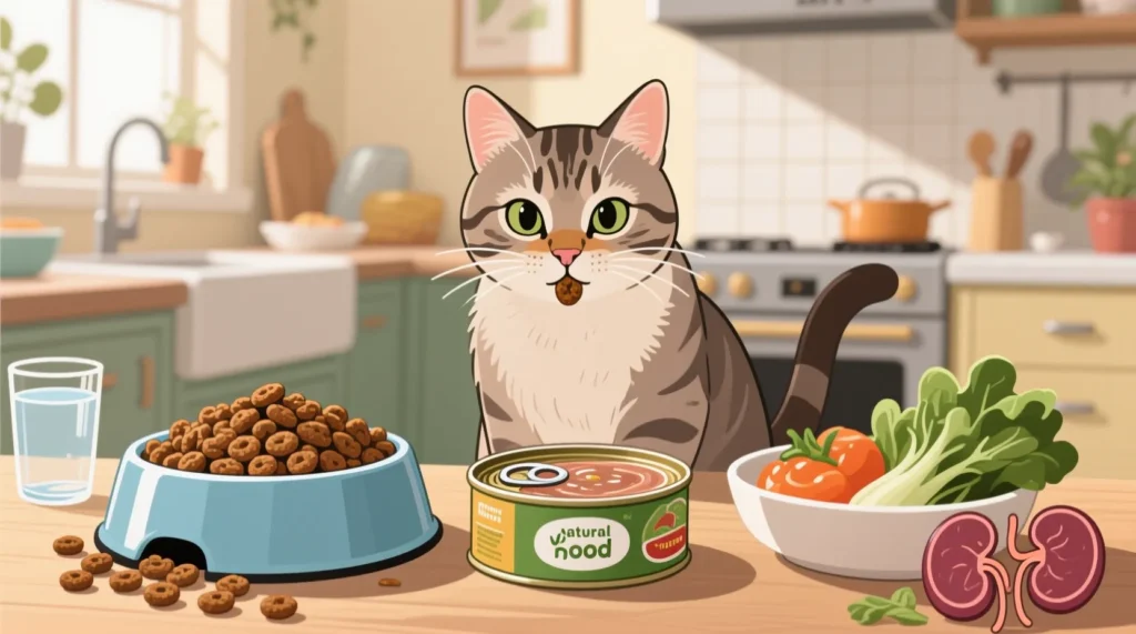 - Правильное питание кота: как выбрать между сушкой, влажным кормом и натуральной едой - иллюстрация