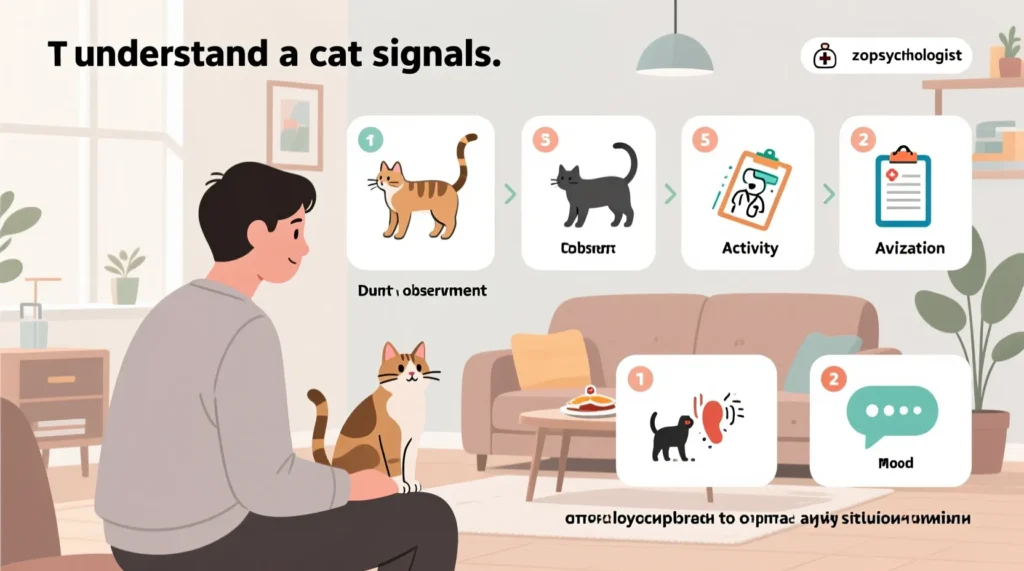 Как понять язык тела кота: сигналы стресса, удовольствия и боли - иллюстрация