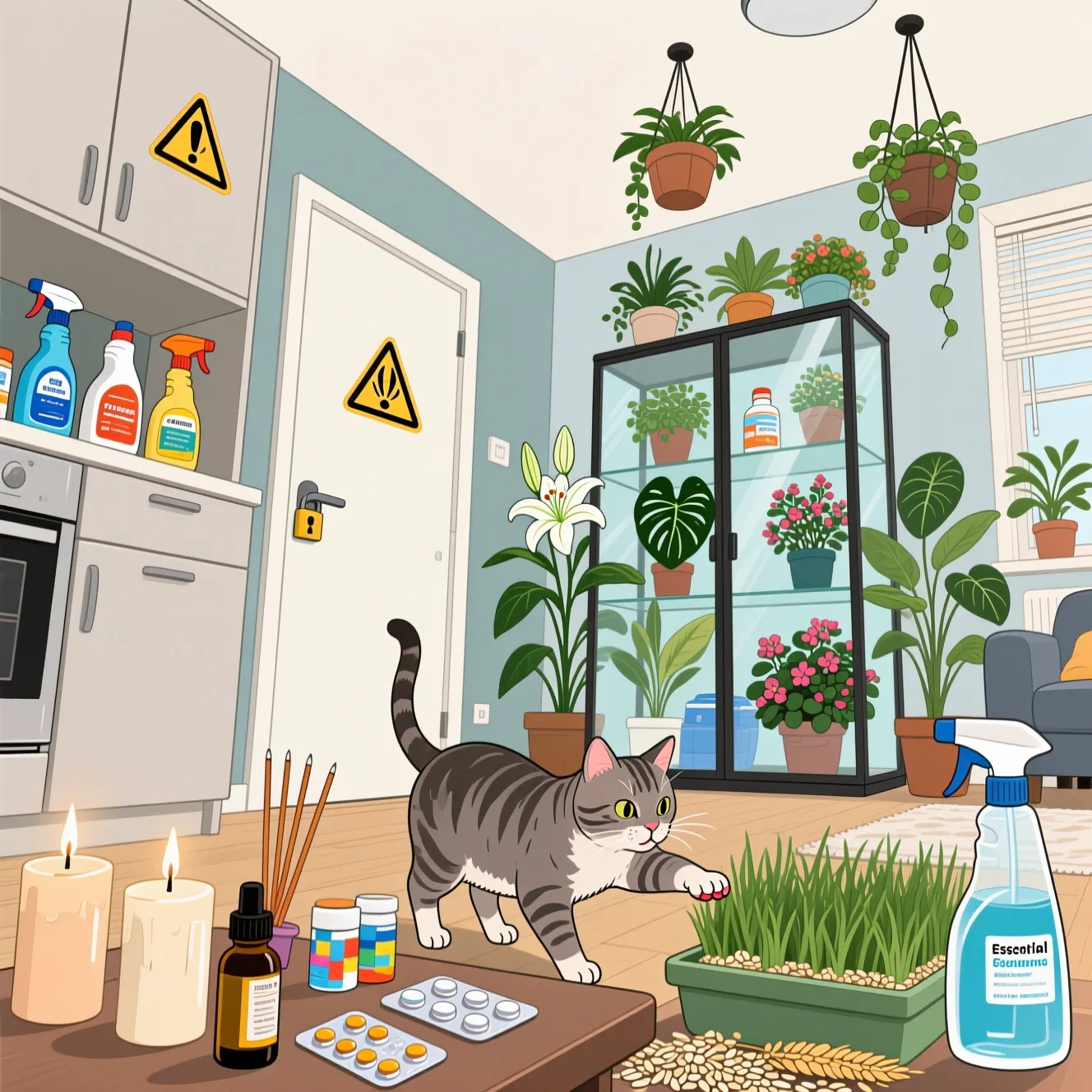 Безопасный дом для кота: опасные предметы и ядовитые растения